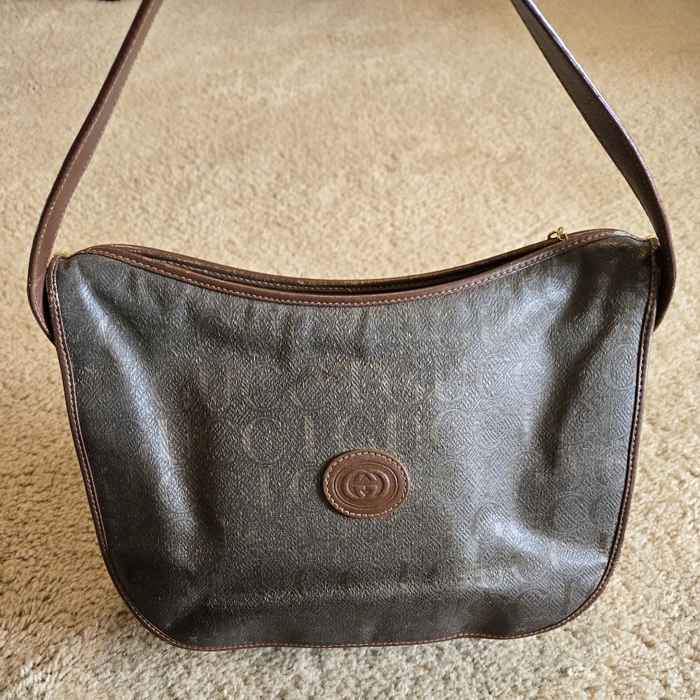 Vintage Gucci Leather Shoulder Bag Purse Handbag